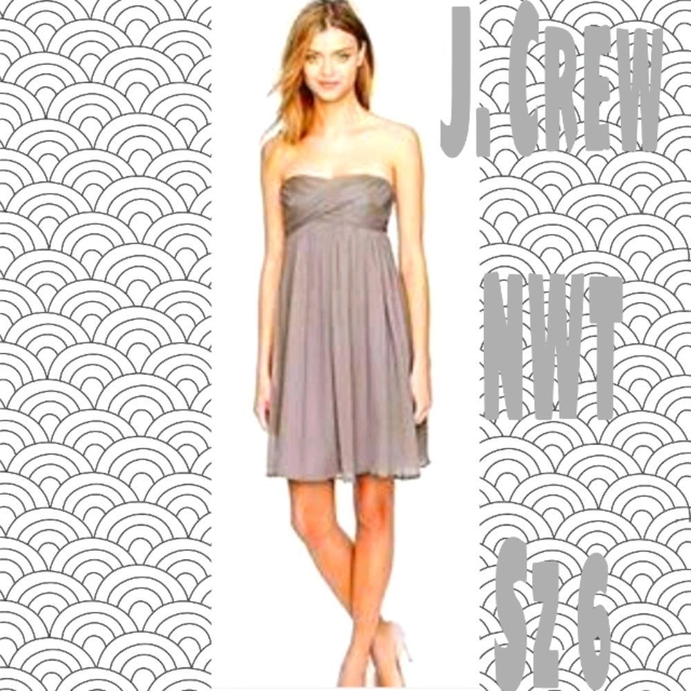 NWT J. Crew 100% Silk Grey Mini Formal👗 Sz 6